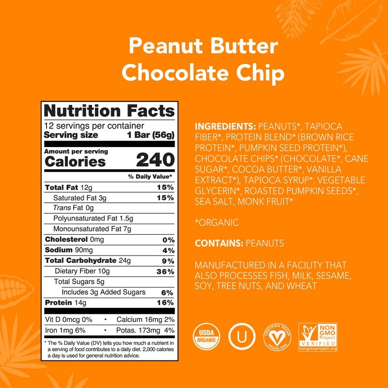 Peanut Butter Chocolate Chip Protein Bars – 9.88oz/5ct