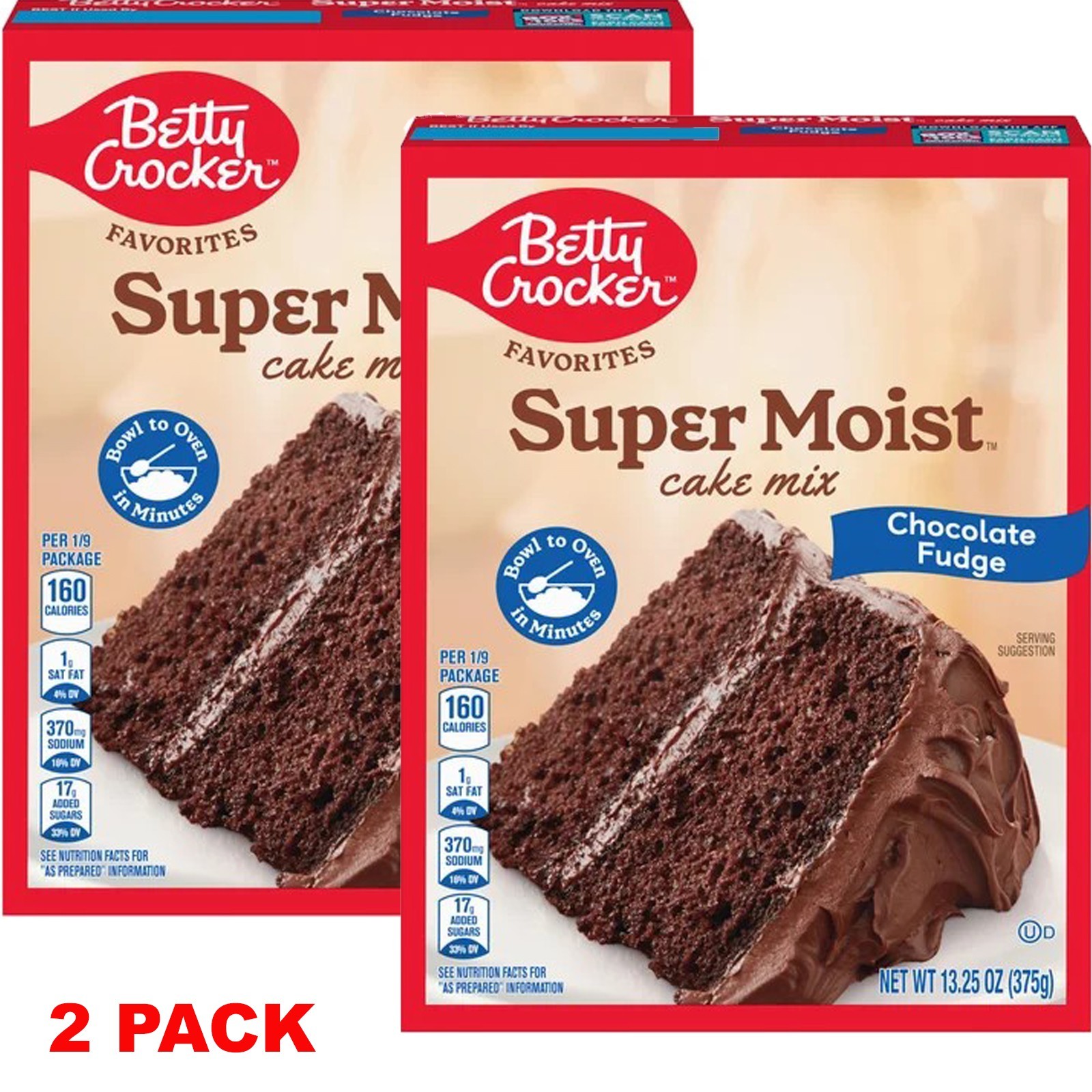 Betty Crocker Favorites Super Moist Cake Mix Chocolate Fudge 13.25 oz – 2 PACK