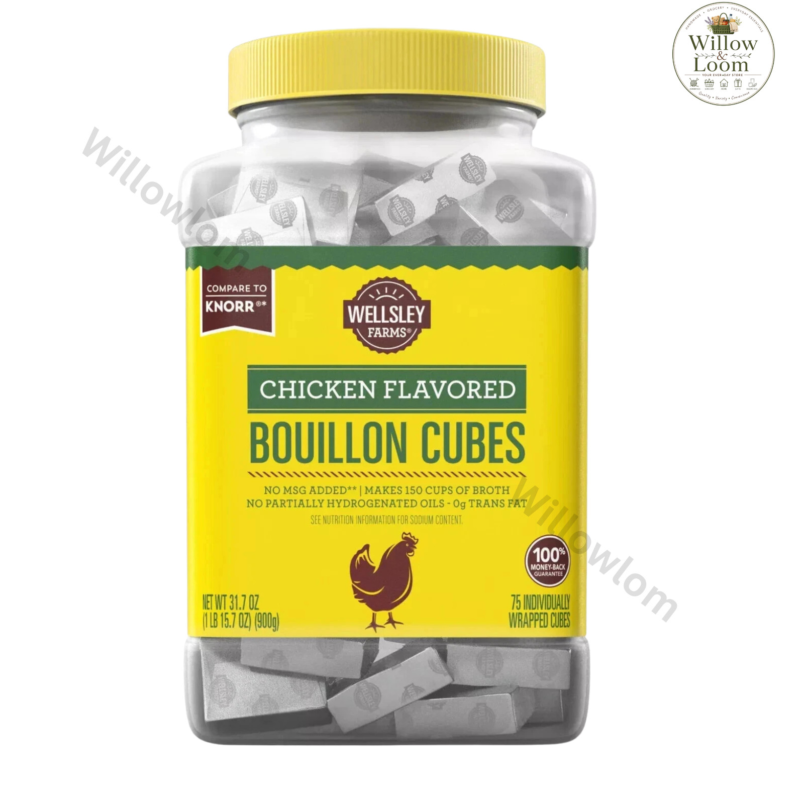 Wellsley Farms Chicken Flavored Bouillon Cubes 75 ct Wraped Cubes Fast Shipping