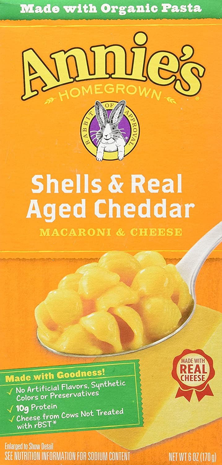 Annie’s Homegrown Shells and Real Aged Wisconsin Cheddar, 6 Ounce