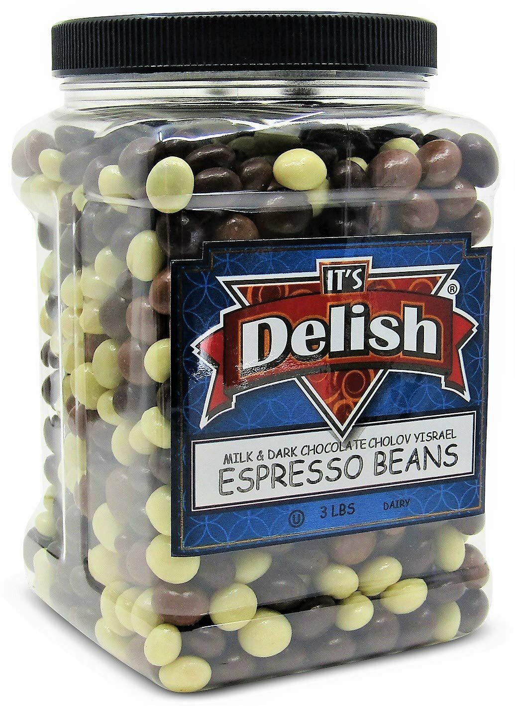 Gourmet Chocolate Covered Espresso Beans Medley by Its Delish , 3 LBS Jumbo Jar