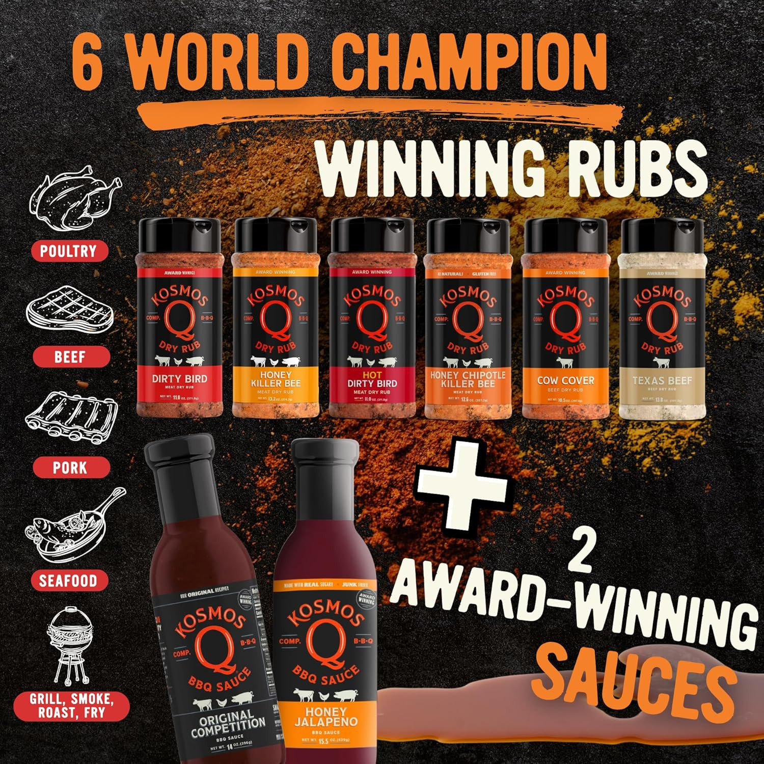 Kosmos Q BBQ Pitmaster Gift Set for Men, Father’s Day Gift for Him, 8 Flavor BBQ