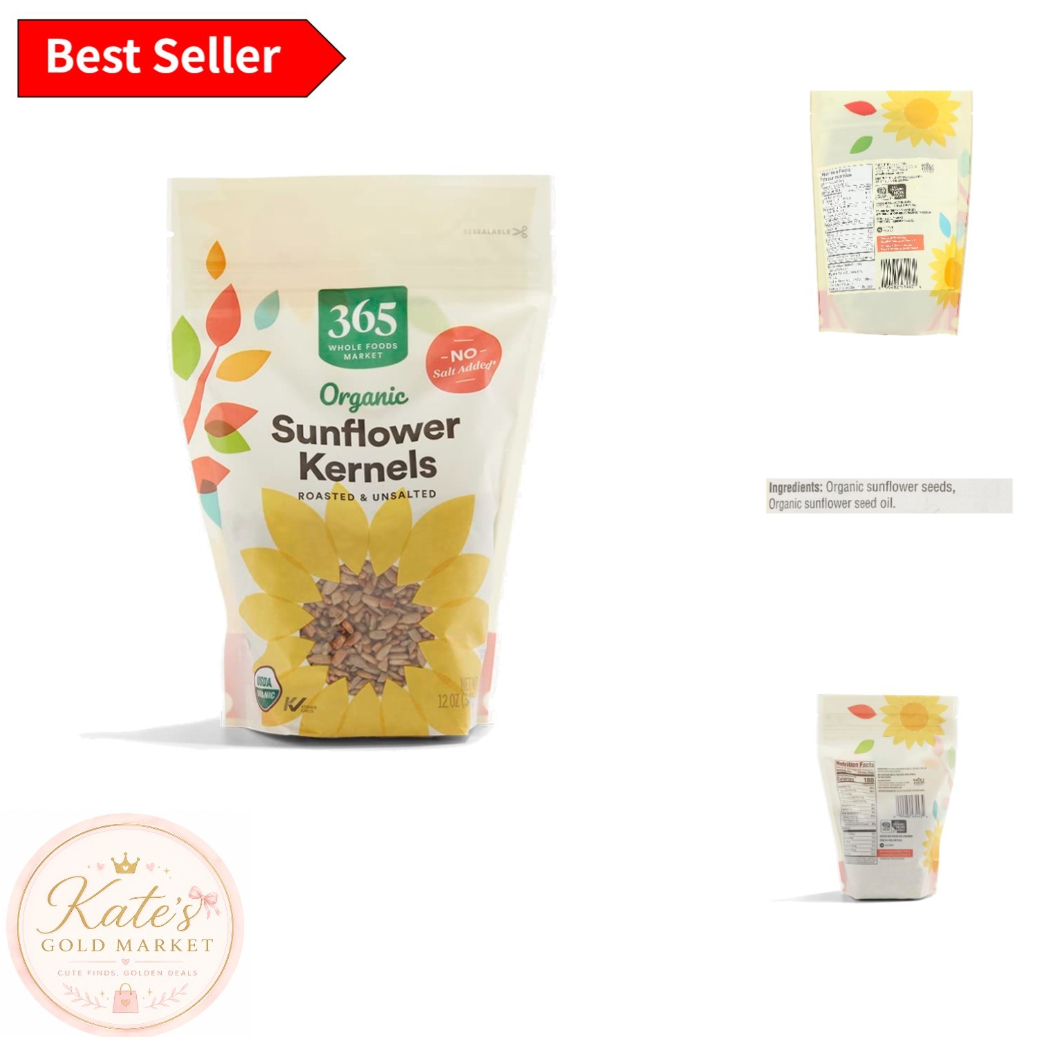 USDA Certified Organic Roasted Sunflower Kernels – Healthy Snack Option 12oz