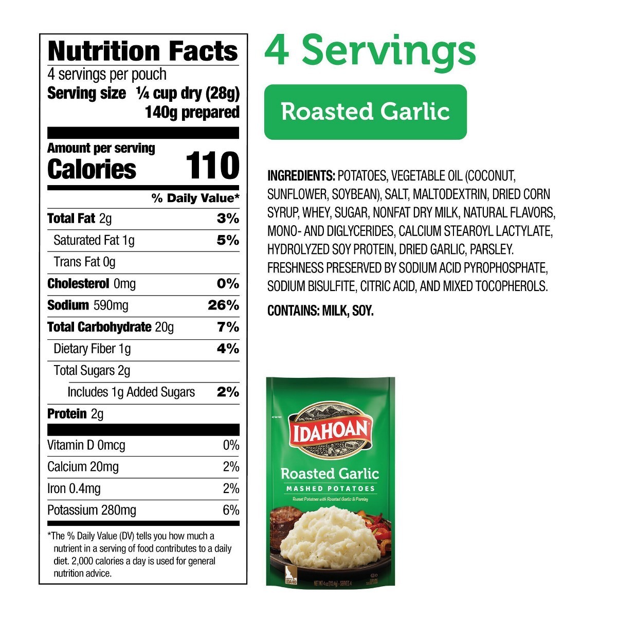 Idahoan Gluten Free Roasted Garlic Mashed Potatoes – 4oz