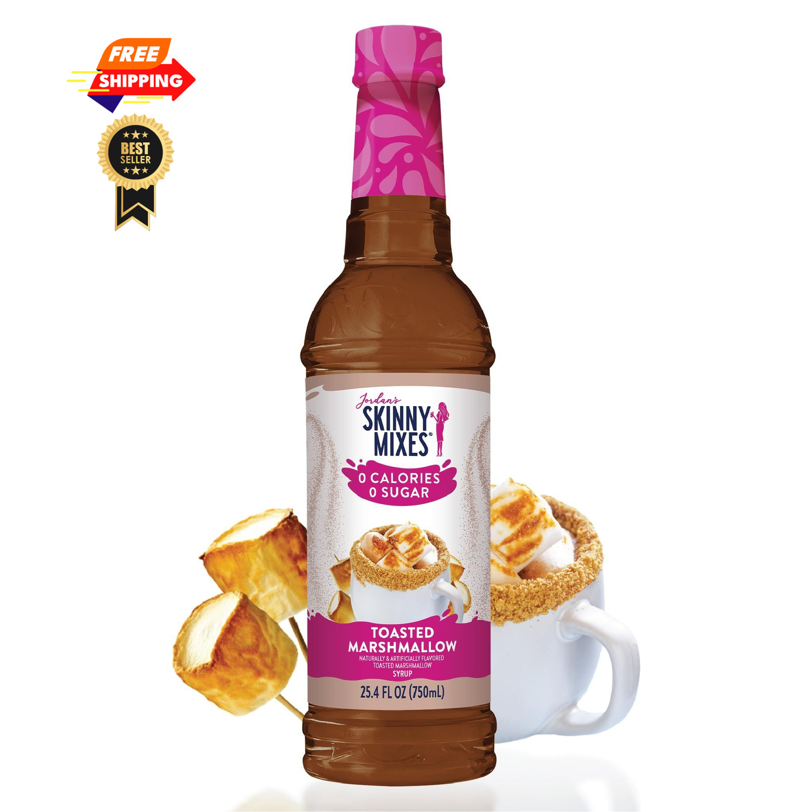 Jordan’s Skinny Mixes Sugar Free Coffee Syrup, Toasted 25.4 Fl Oz (Pack of 1)
