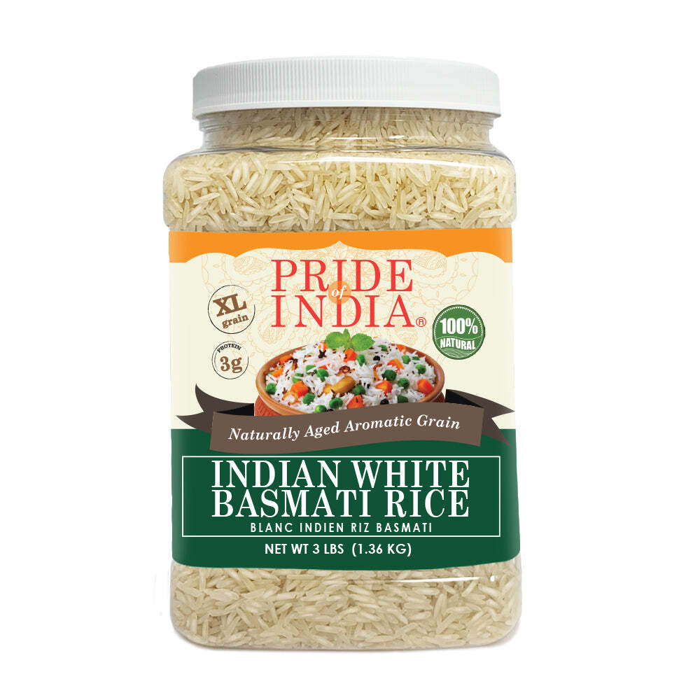Extra Long Indian White Basmati Rice – Naturally Aged Aromatic Grain Jar