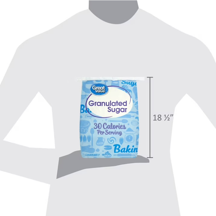 2 Bag Great Value Pure Granulated Sugar, 25 lbs Bag