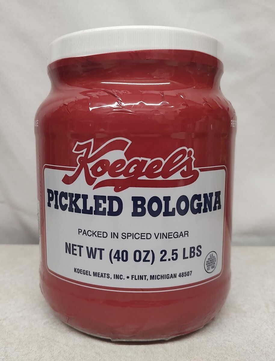 Koegel’s pickled bologna packed in spiced vinegar 2.5lb (40-oz) plastic jar