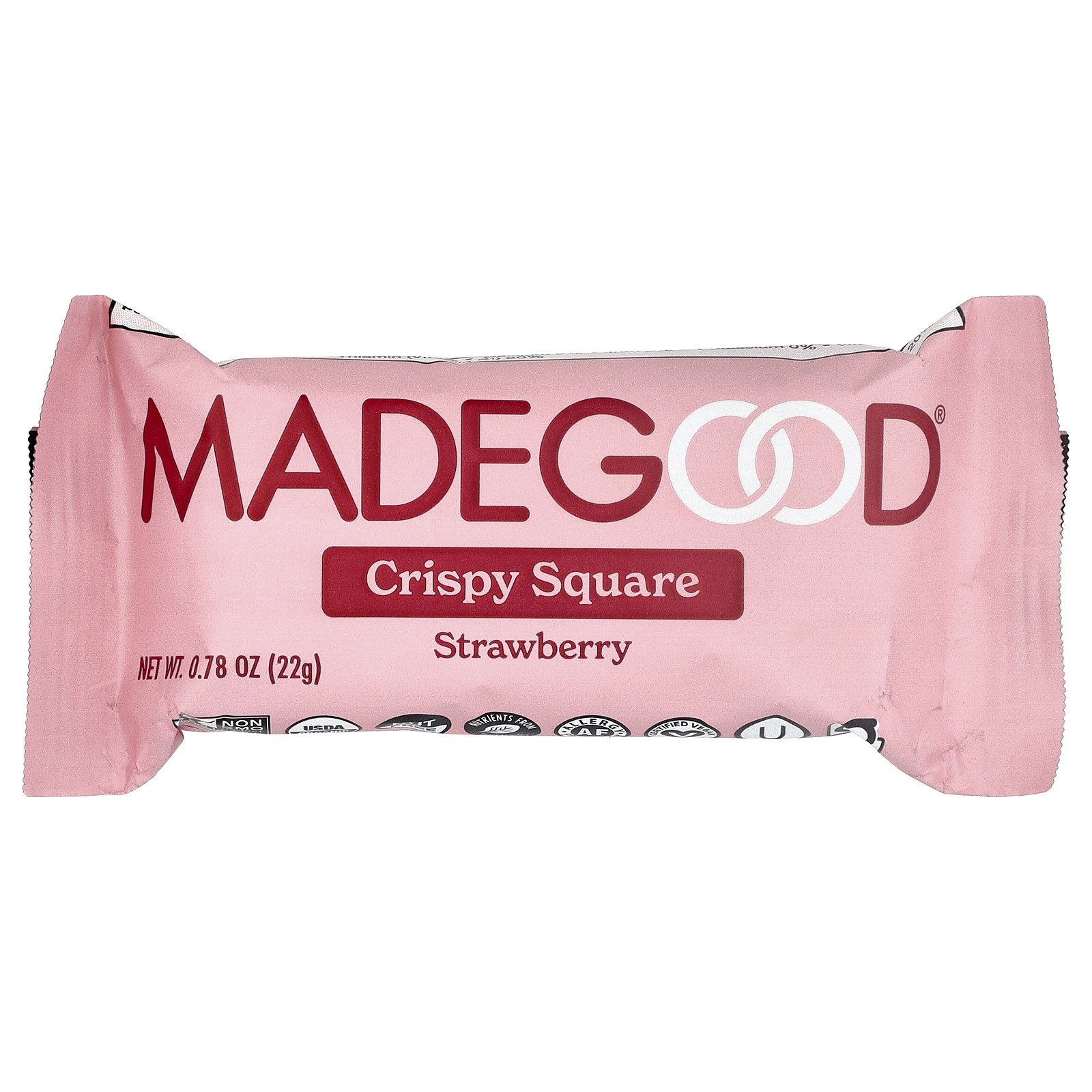 Crispy Squares, Strawberry, 6 Bars, 0.78 oz (22 g) Each