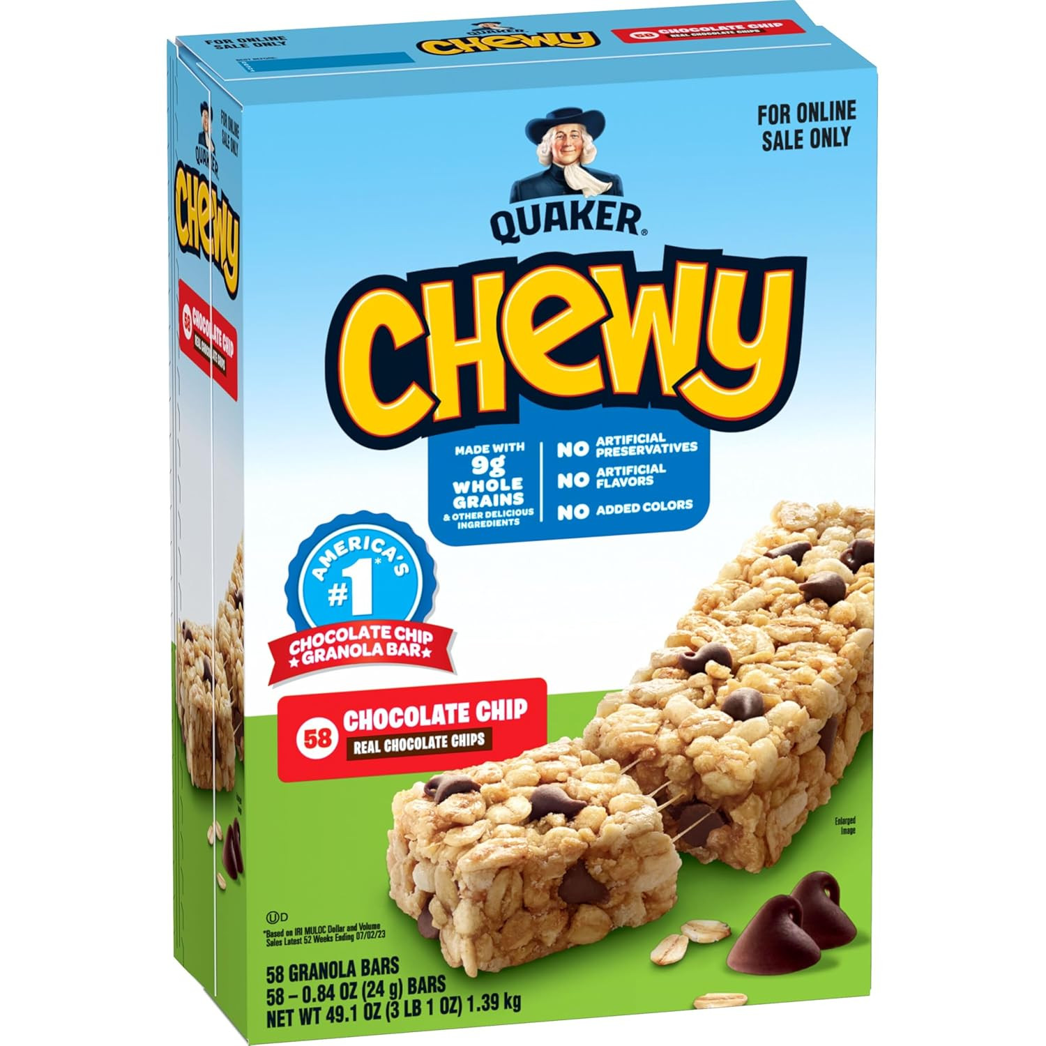 Quaker Chewy Granola Bars, Chocolate Chip, 58 Count – Packaging May Vary