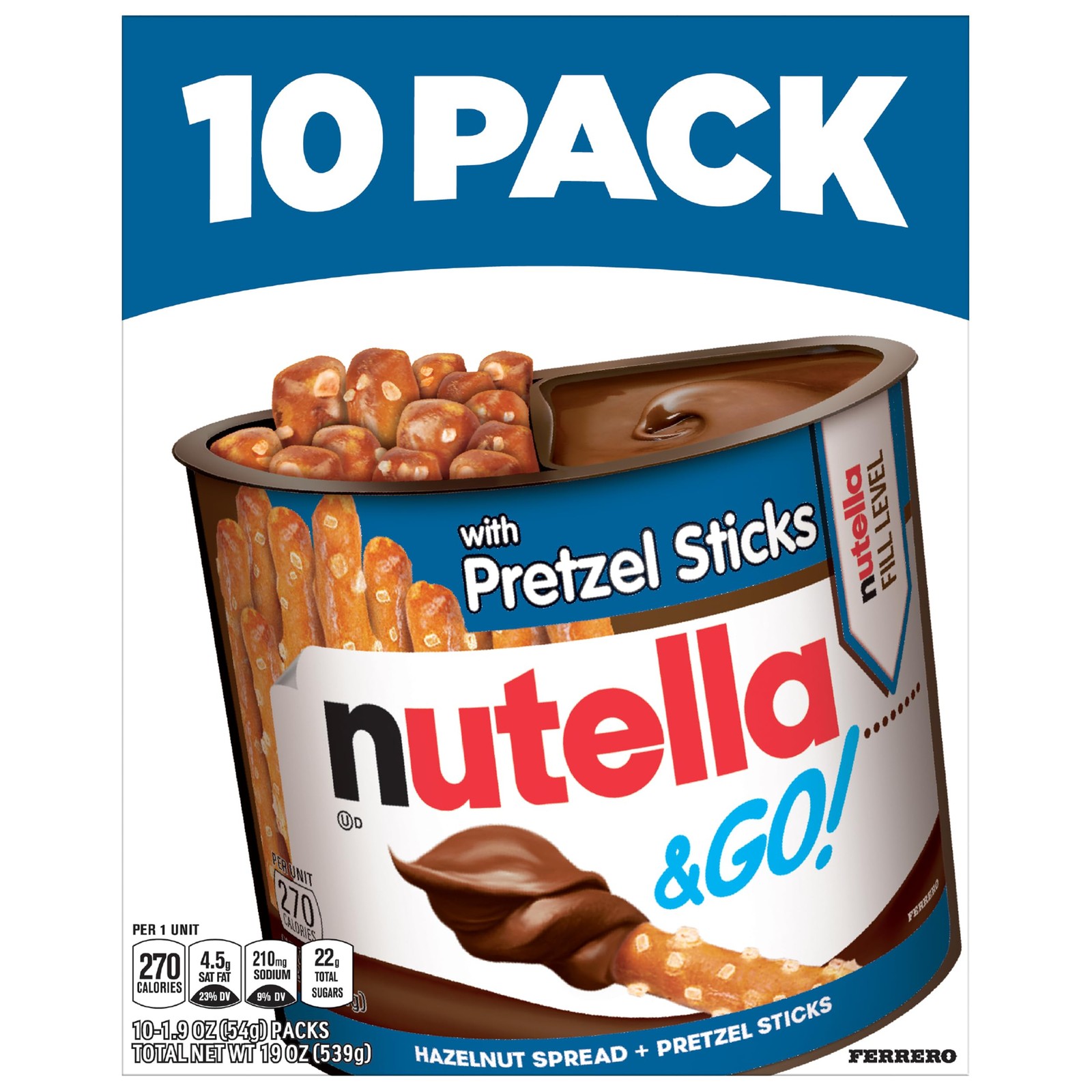 & GO! Chocolate Hazelnut Spread with Cocoa + Pretzel Sticks, 10 Snack Packs, …