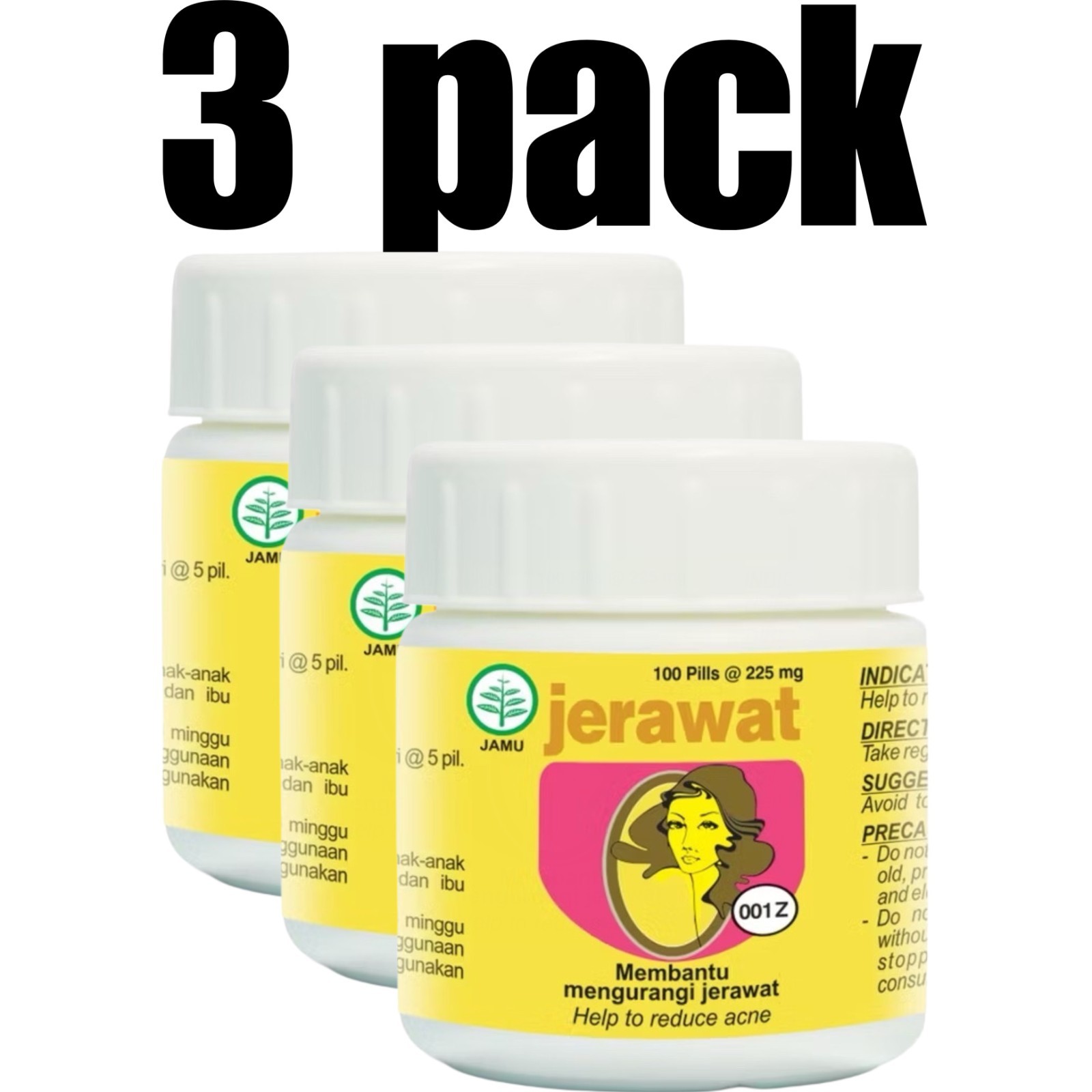 3x Jerawat 100 Pills Herbs Spices Extract Natural Organic Pure Herbal Health