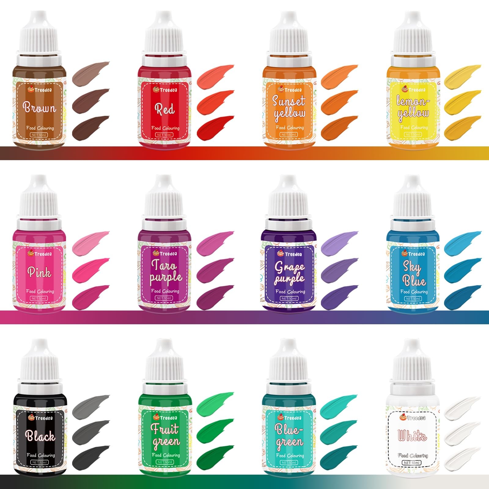 Food Coloring Liquid Set,12 Colors x10ml Food Grade Vibrant Food Dye Concentr…