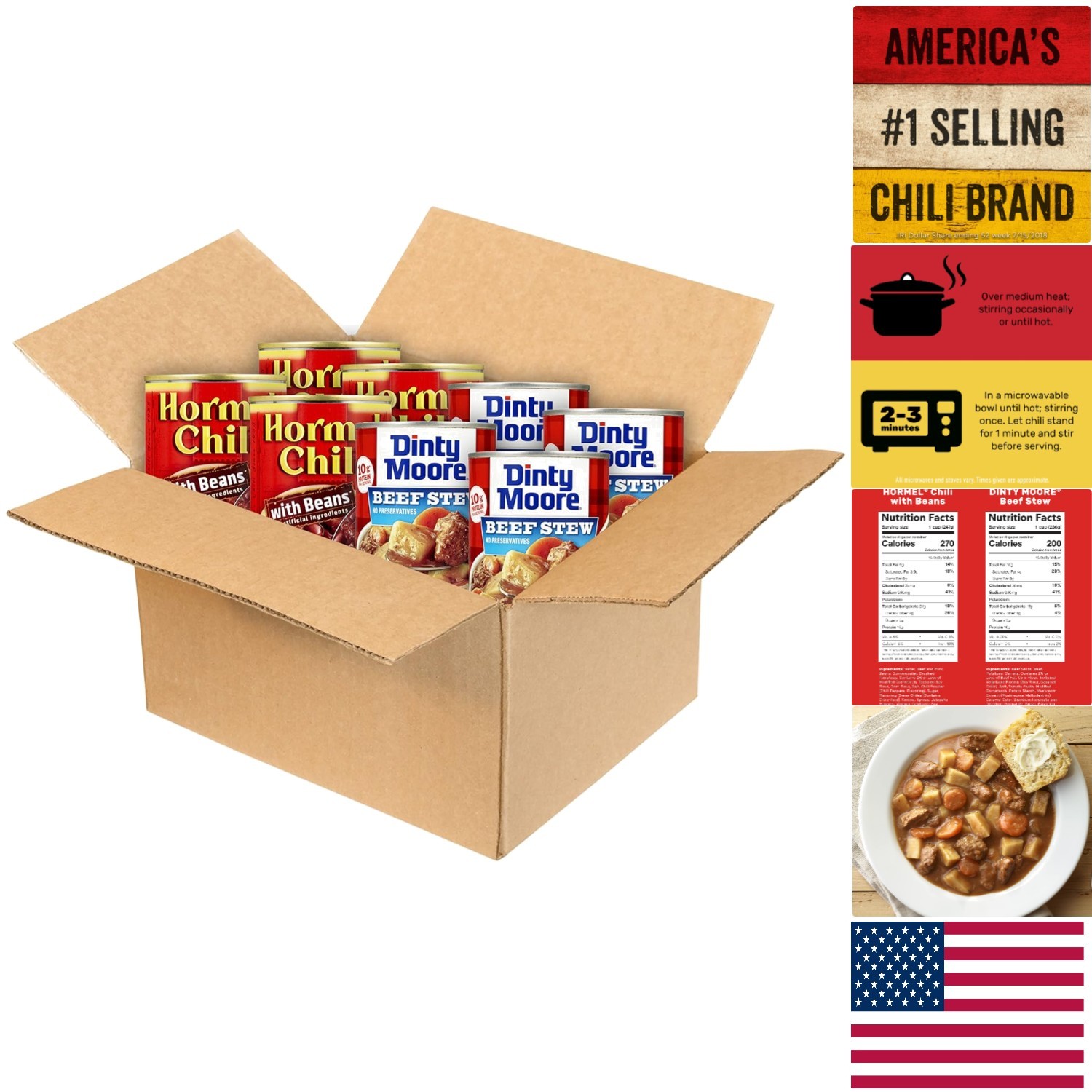 Flavor-Packed 8-Pack Beef Stew and Beans – 15 oz Cans, Family Favorite Meals