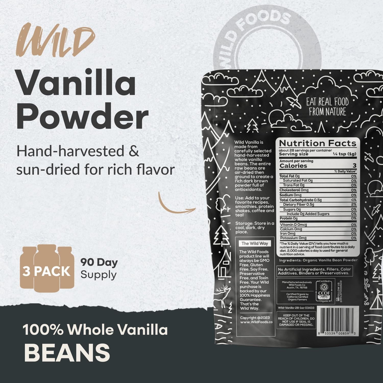 Wild Vanilla Bean Powder – All Natural Pure Vanilla from Madagascar – For Baking