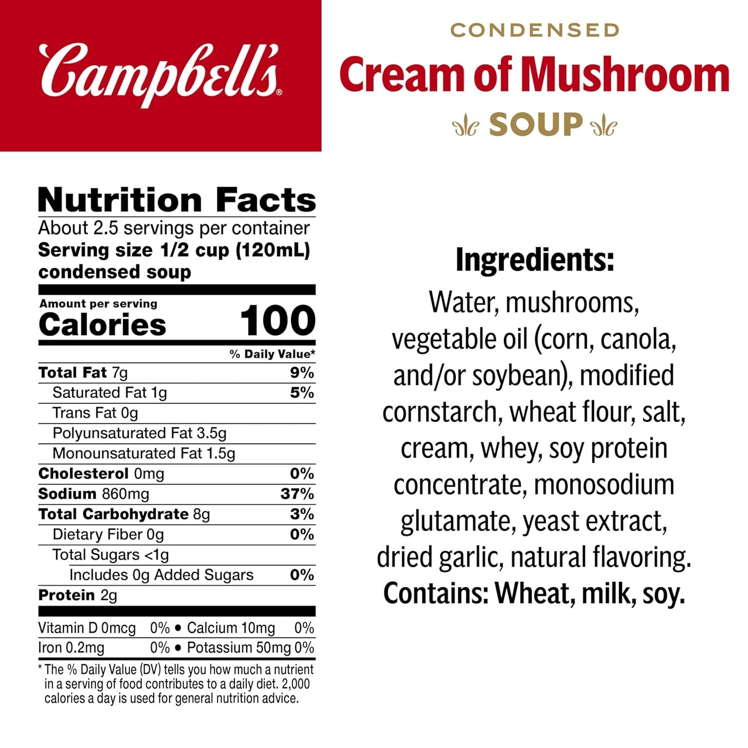 10.5 oz Campbell’s Cream of Mushroom Soup – Vegetarian & Versatile Ingredient