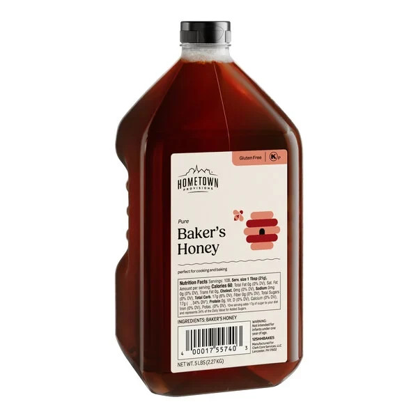 Hometown Provision 60 lb Pure Bulk Honey 5Gallon Pail Bakers Special Gluten-Free