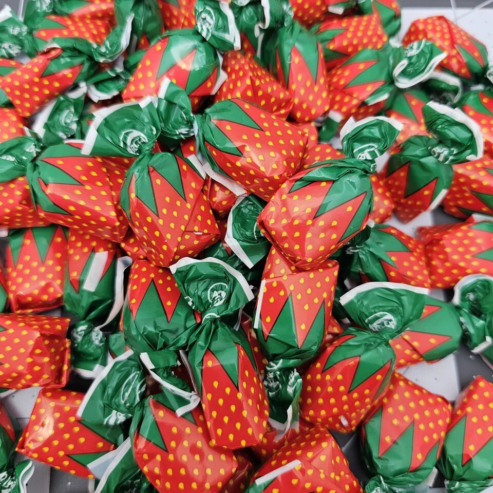 Strawberry Filled Bon Bons Hard Candy Indvuly-Wrapped 1 lb fresh stock free ship