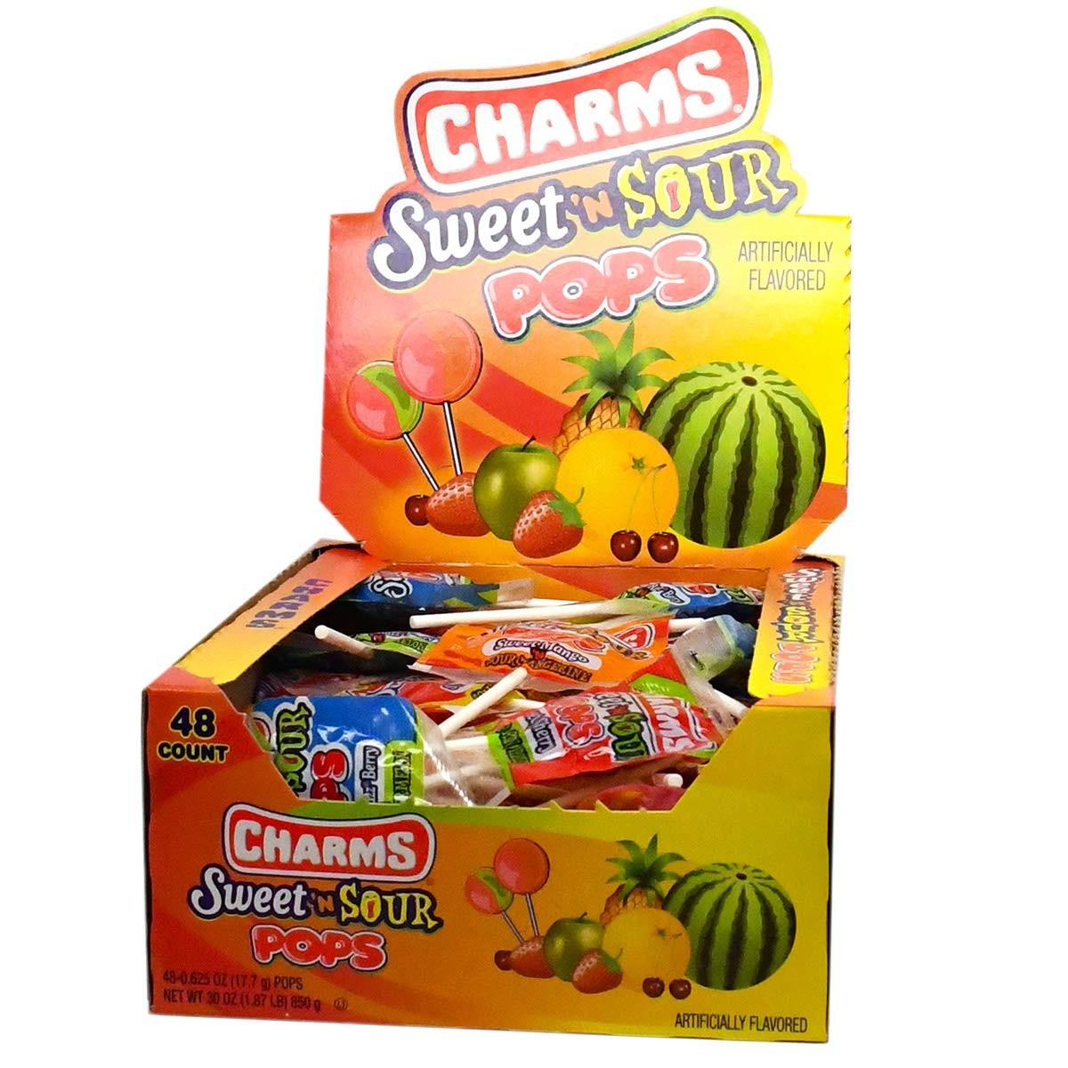 Pops, in 5 Assorted Sweet/Sour Flavors, 0.6 Ounce Pack of 48