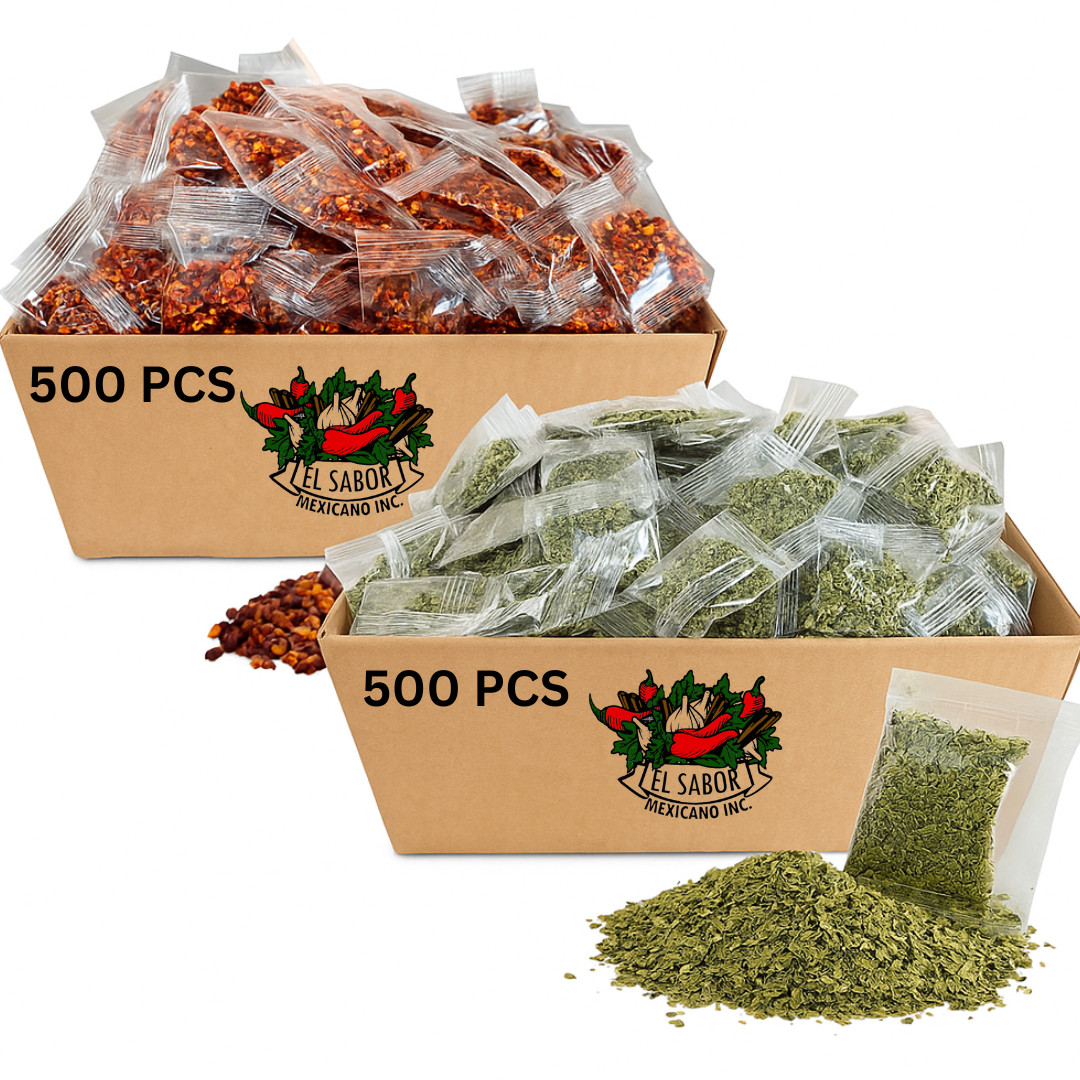 Dried Oregano Packets & Crushed Red Pepper Packets– 1,000 Sachets (500 Each)