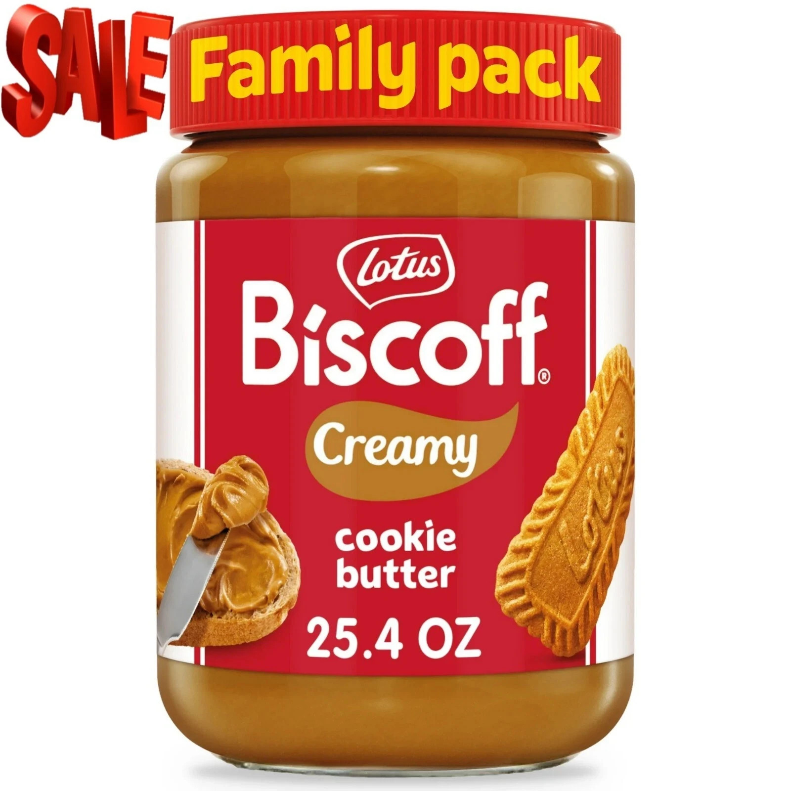 Lotus Biscoff Creamy Cookie Butter, Nut-Free Spread, 25.4oz, Value Size