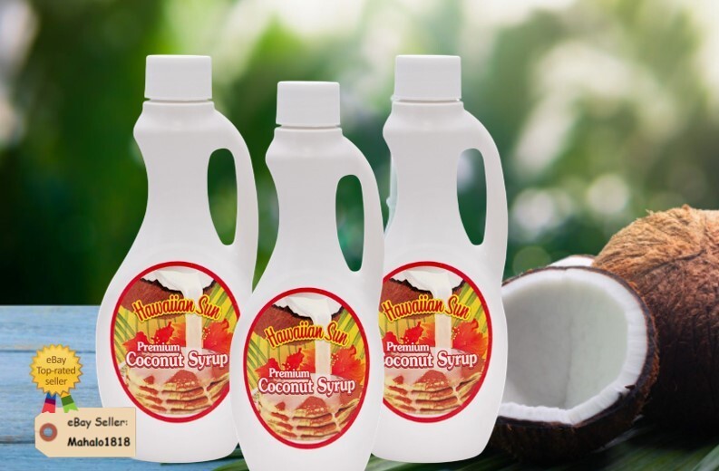 🌺3 JUGS COCONUT SYRUP Hawaiian Sun 8.3 oz Premium – for Pancake Waffle
