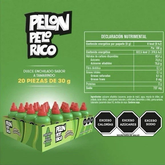 PELON PELO RICO 🇲🇽 DULCE ENCHILADO sabor tamarindo (20 piezas)