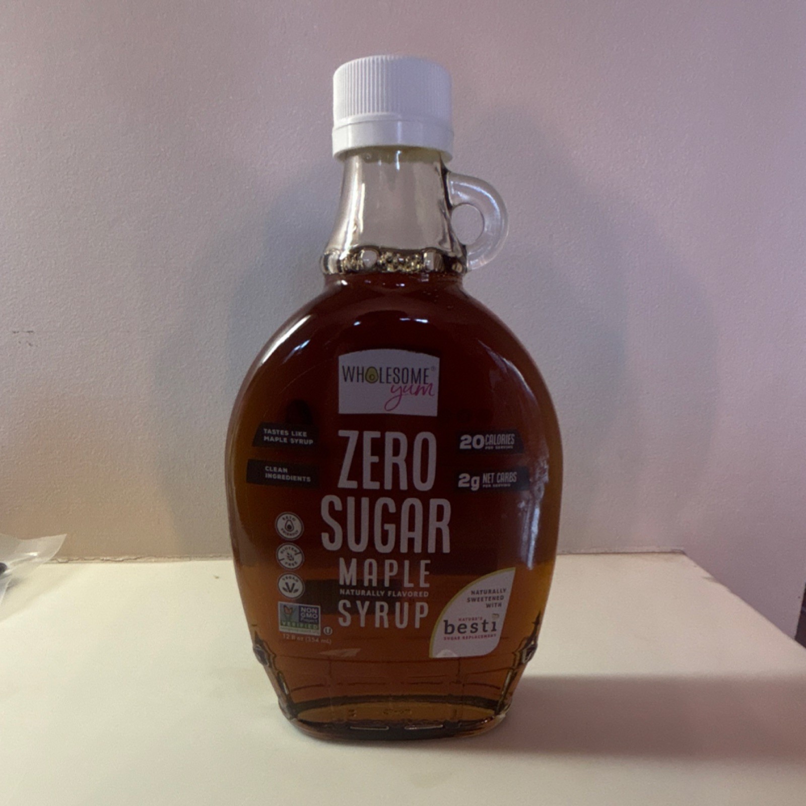 Wholesome Yum Zero Sugar Maple Syrup, Maple Flavor, Non-GMO, Vegan, 12 fl oz