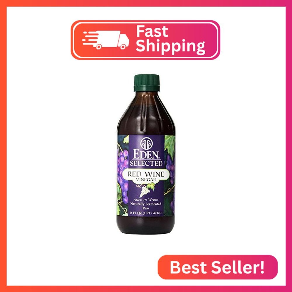 Eden Organic Red Wine Vinegar, 16 fl oz, Raw, Amber Glass