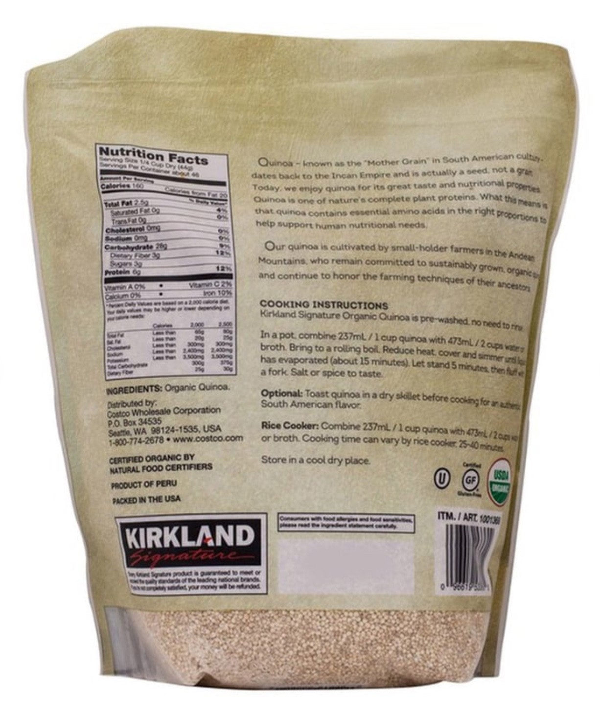 Kirkland Signature, Organic Quinoa, 4.5 lbs. FREE Shipping, EXP 09/2028