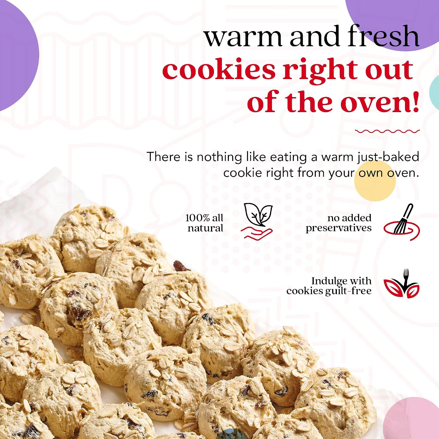Preformed Frozen Cookie Dough – Oatmeal Raisin, Ready-To-Bake Cookies, 80 Count