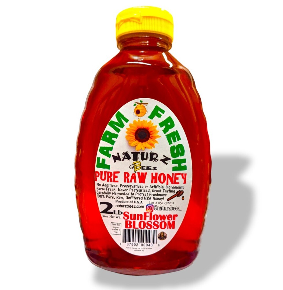 RAW SUNFLOWER BLOSSOM HONEY 2LB 100% PURE USA UNFILTERED HONEY