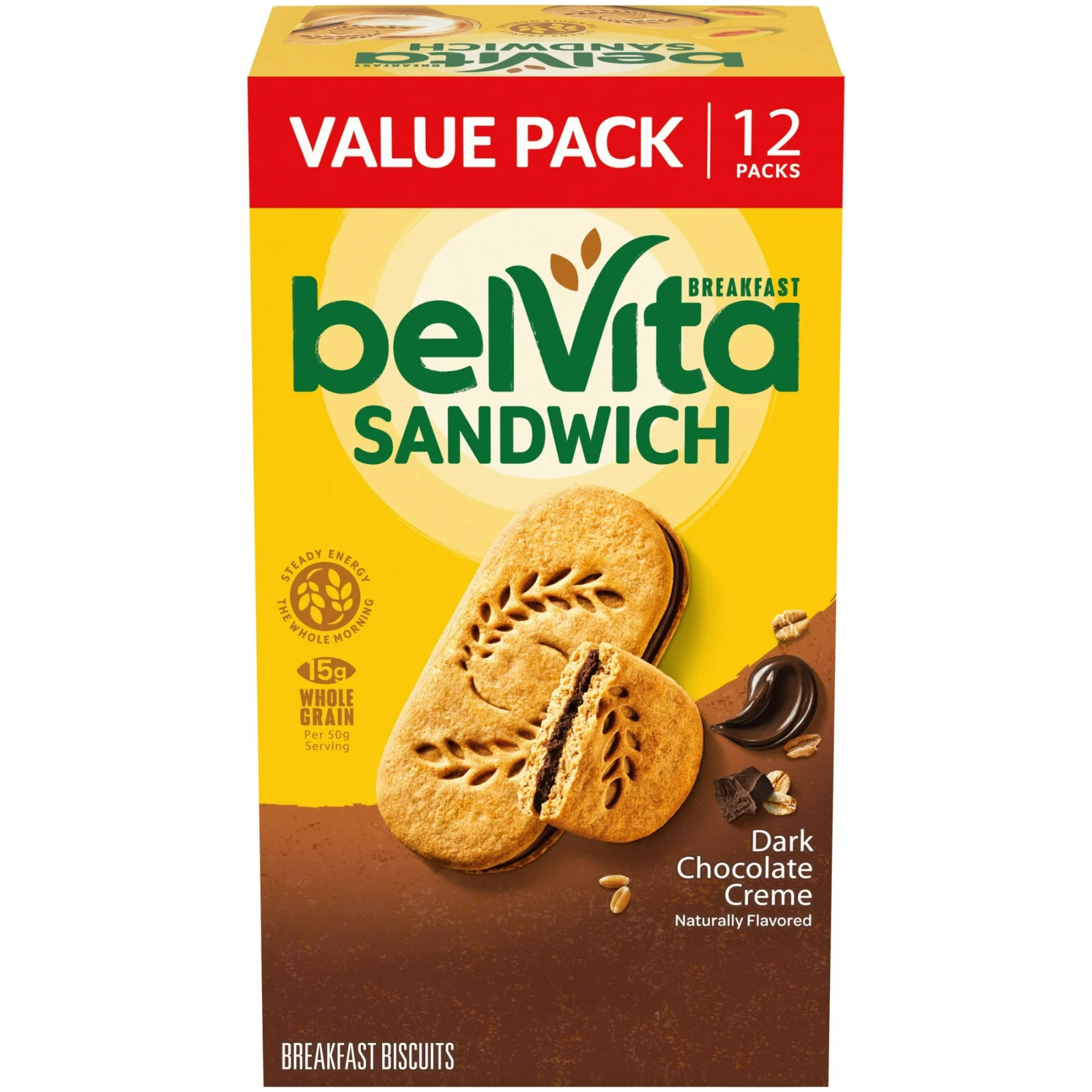 belVita Blueberry Breakfast Biscuits, Value Pack, 12 Packs (4 Biscuits Per Pack)