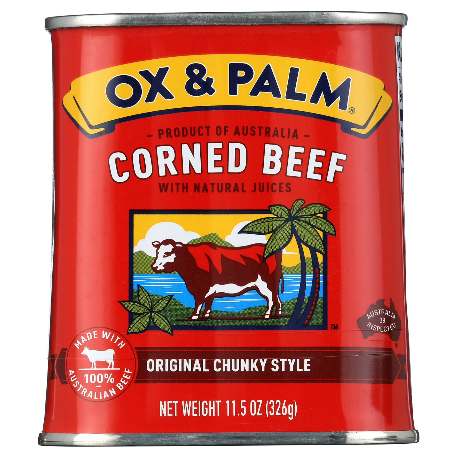 Ox & Palm Corned Beef original chunky Style in Tapered Can 11.5 oz can….