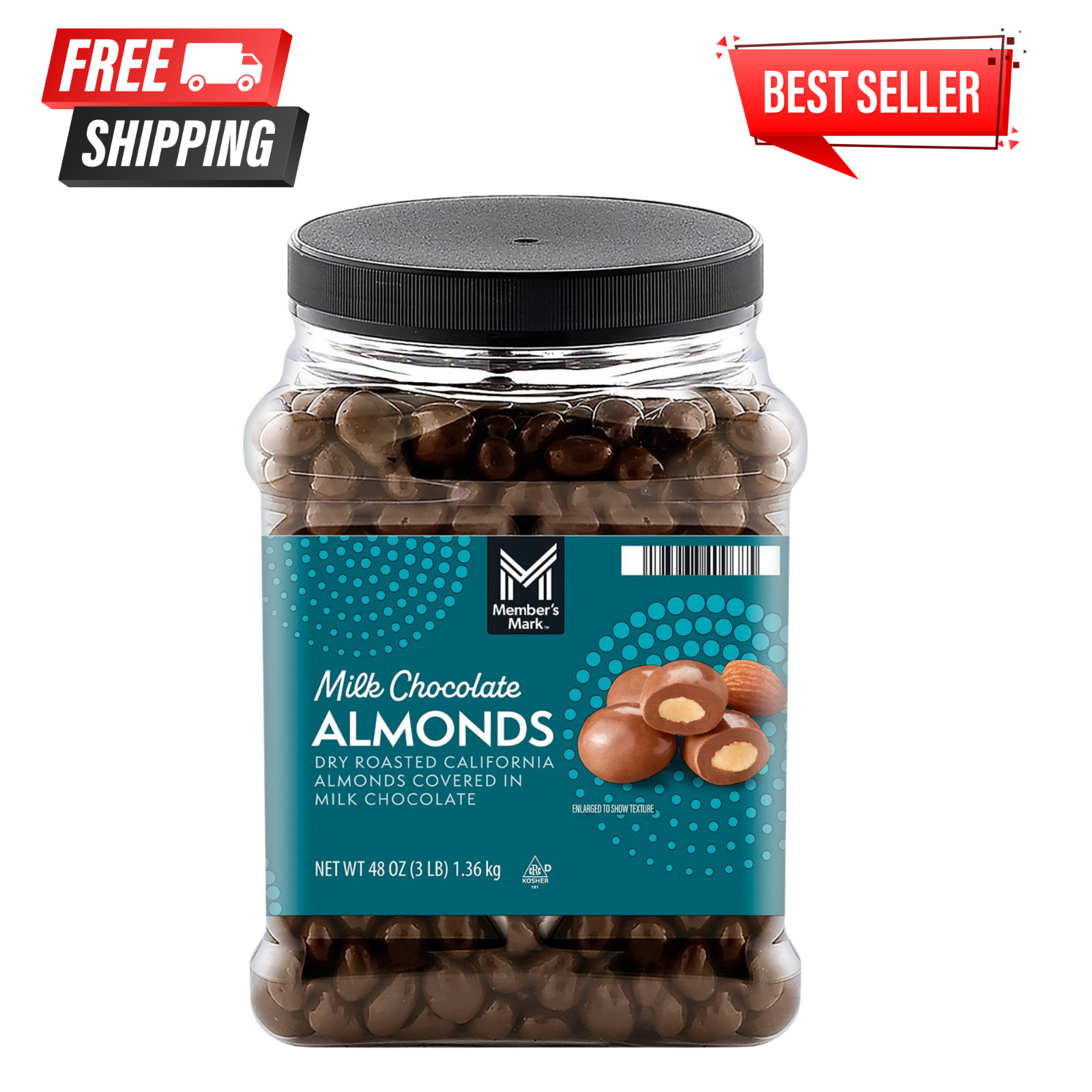 Member’s Mark Milk Chocolate Almonds, 48 oz Great Price Free Shipping