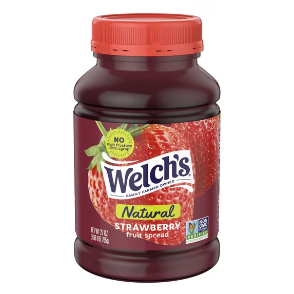 (3 pack) Welch’s Natural Strawberry Spread, 27 oz Jar.