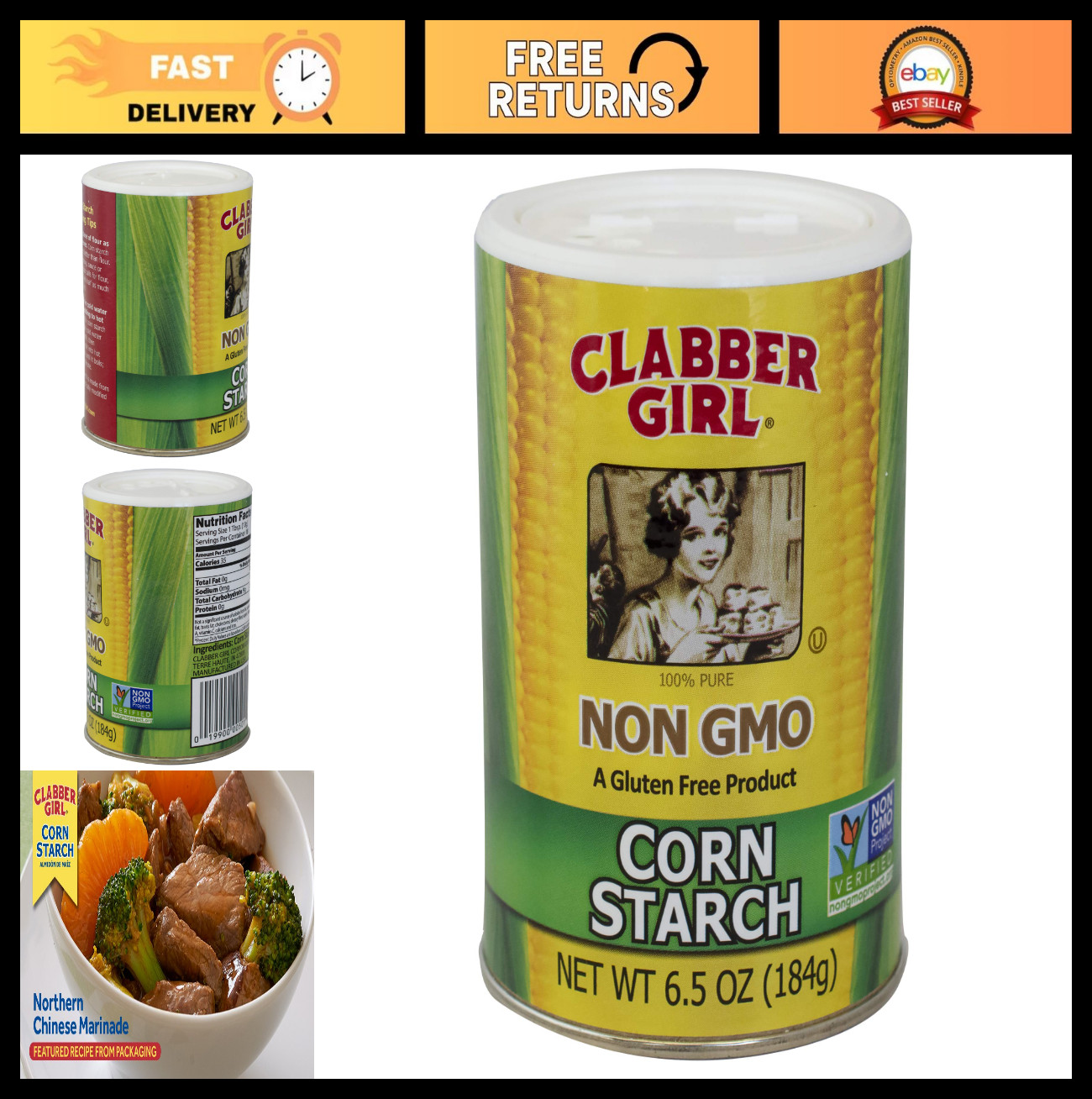 Non-GMO Gluten-Free Corn Starch 6.5oz – Pack of 12, Baking & Thickening Agent