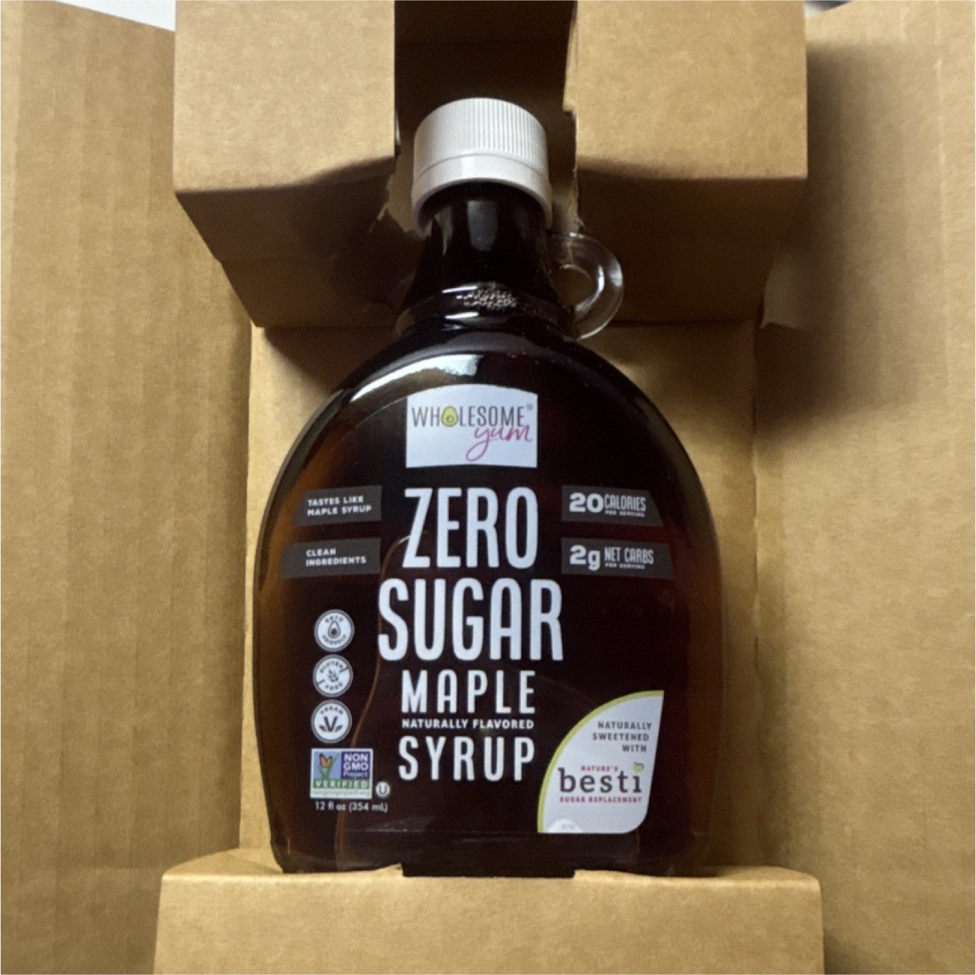Wholesome Yum Zero Sugar Maple Syrup, Maple Flavor, Non-GMO, Vegan, 12 fl oz