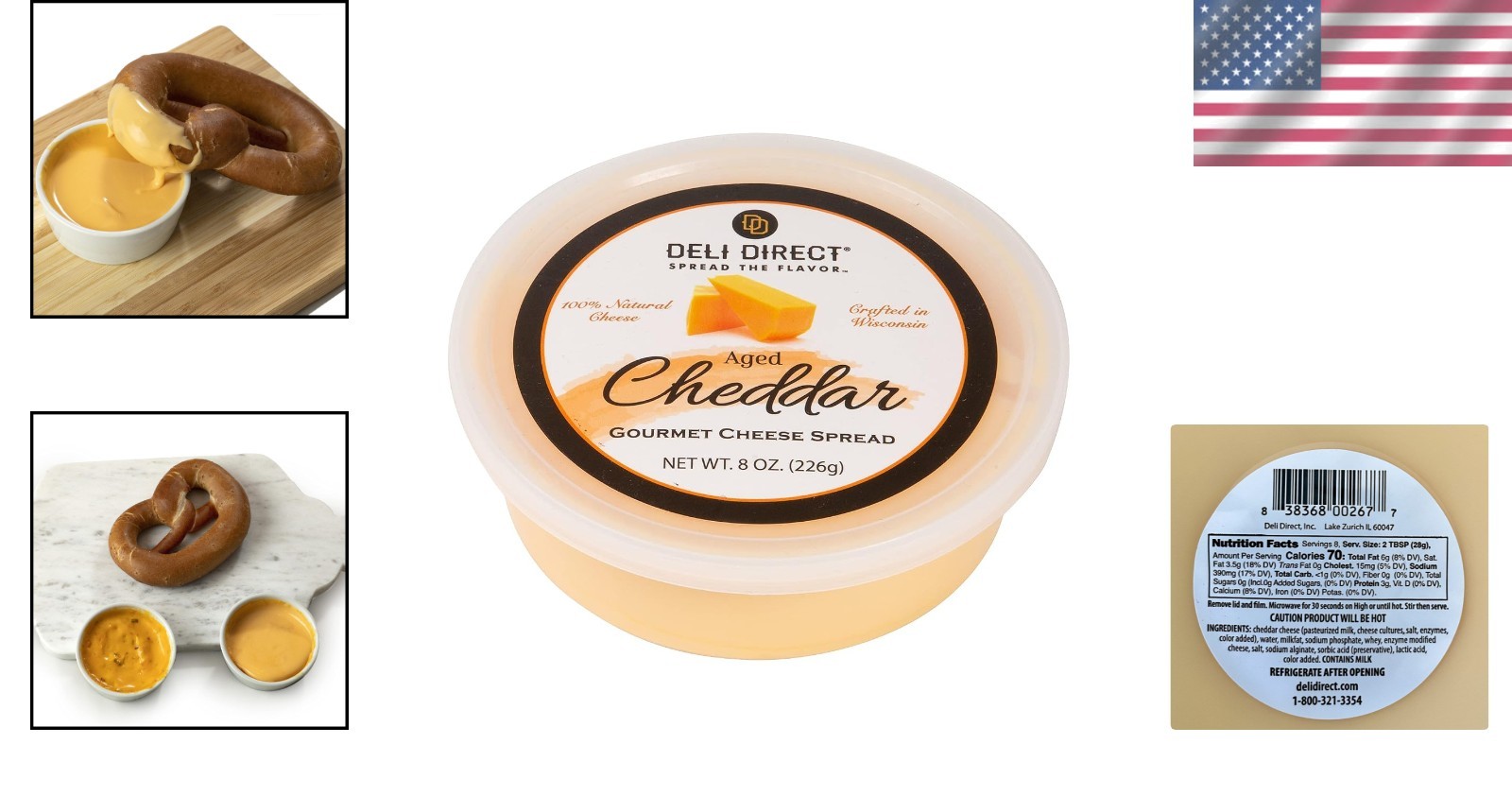 Versatile Wisconsin Aged Cheddar Cheese Spread – Ideal for Entertaining & Travel