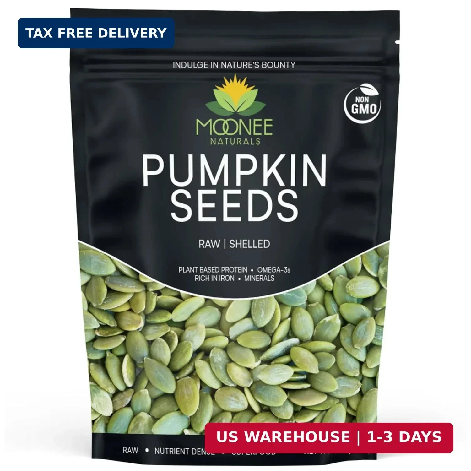Moonee Naturals Raw Pumpkin Seeds 1 lb Unsalted Shelled Pepitas Gluten Free