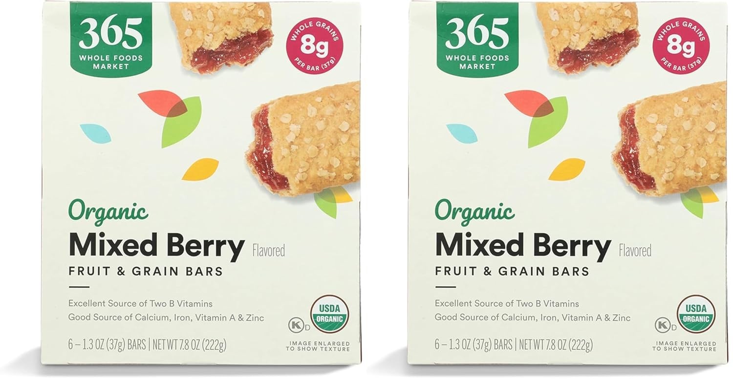 Organic Mixed Berry Cereal Bar Pack – 6 Count Two Pouch Set for Healthy Snacking