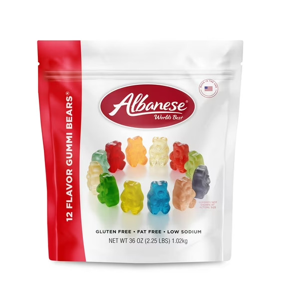 Albanese World’s Best 12 Flavor Gummi Bears, Family Size Share 36 oz
