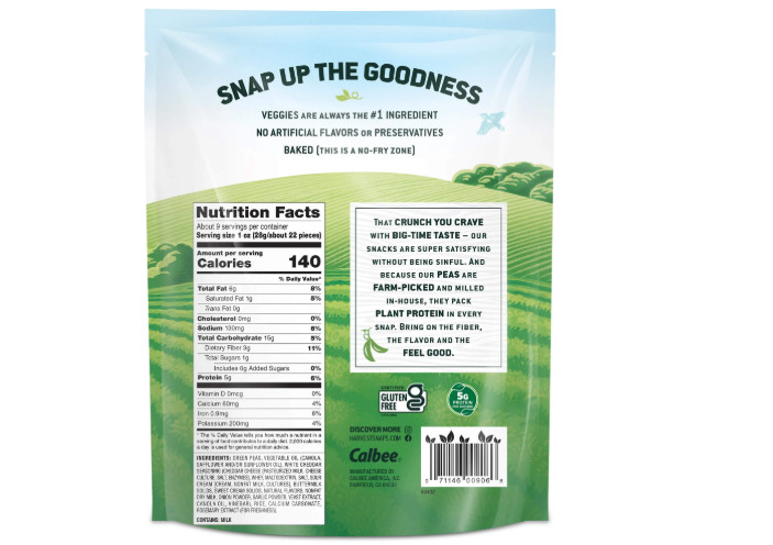 (6 PACK) HARVEST SNAPS WHITE CHEDDAR VEGGIE CHIPS