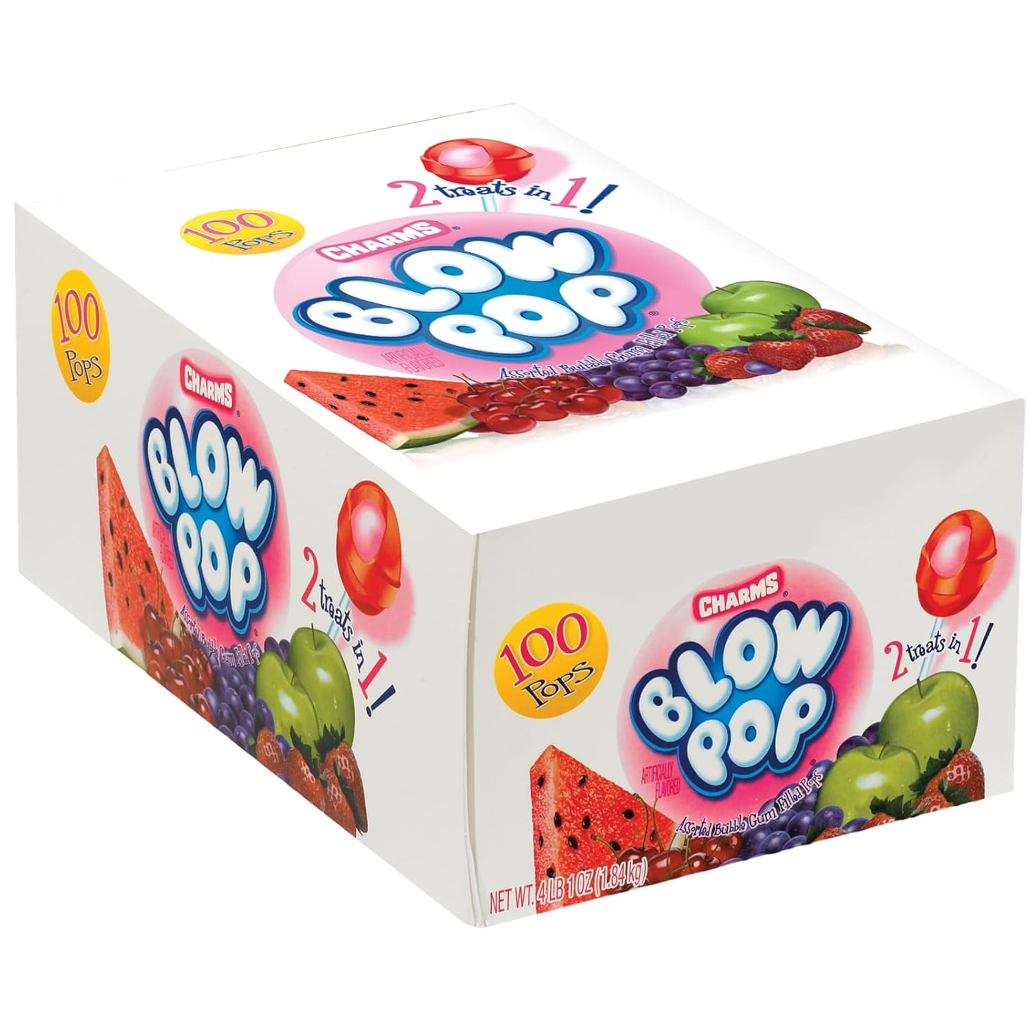 Blow Pop Lollipops Assorted Flavors 100Ct Individually Wrapped Candy Gum