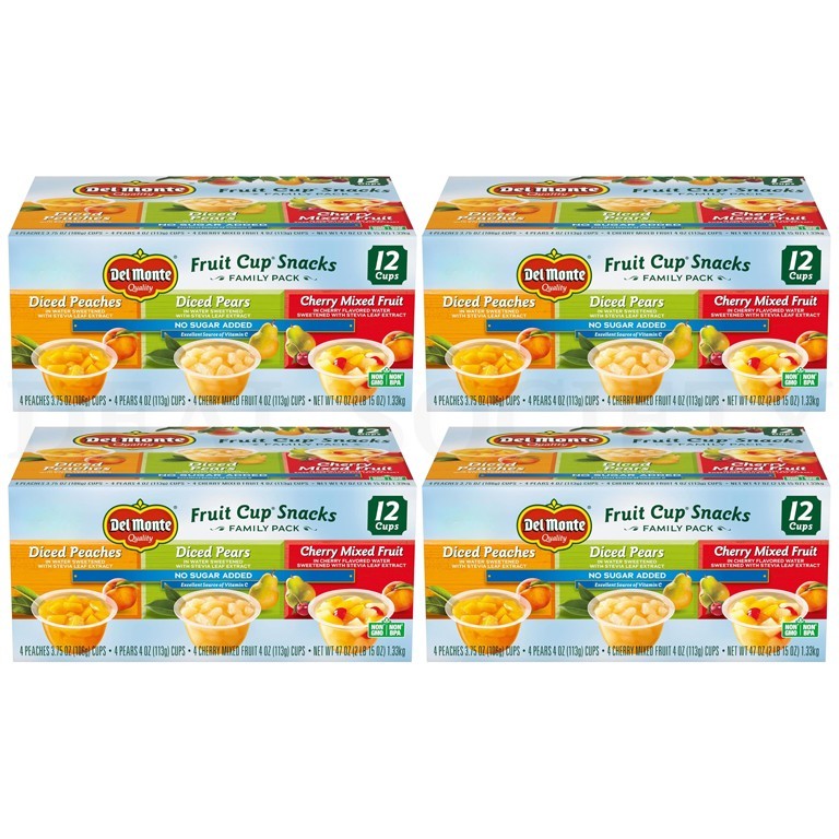 Del Monte Fruit Cup Snacks Variety Pack No Added Sugar 12 4oz Cups Each Lot of 4