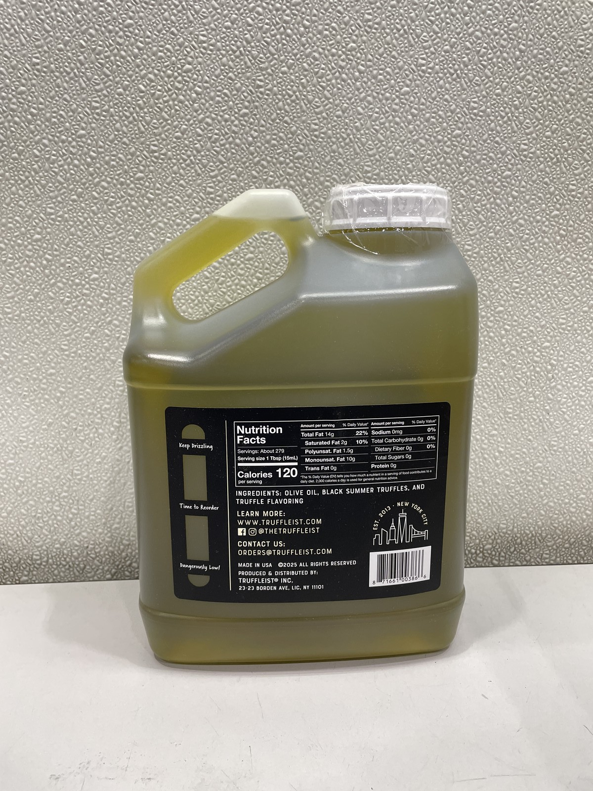 Truffleist Foodservice Truffle Oil 1.09 Gallon Jug EXP09/2027