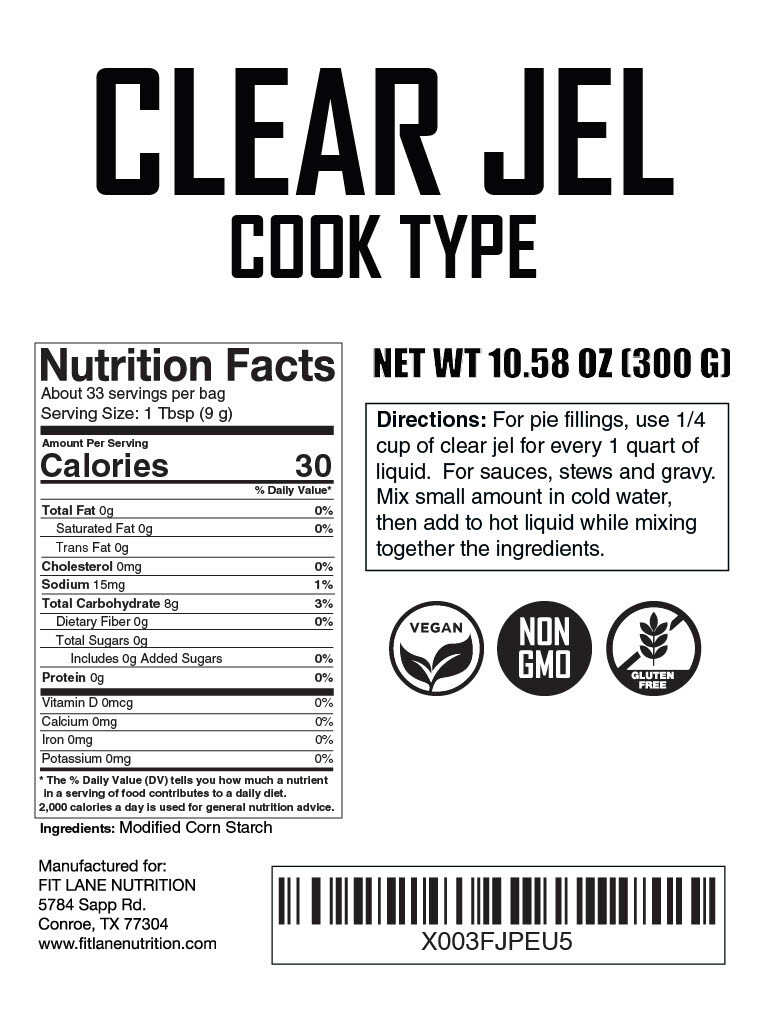 Clear Jel Cook Type Powder for Canning, Cooking and Pie Filling. 300 Gram Bag