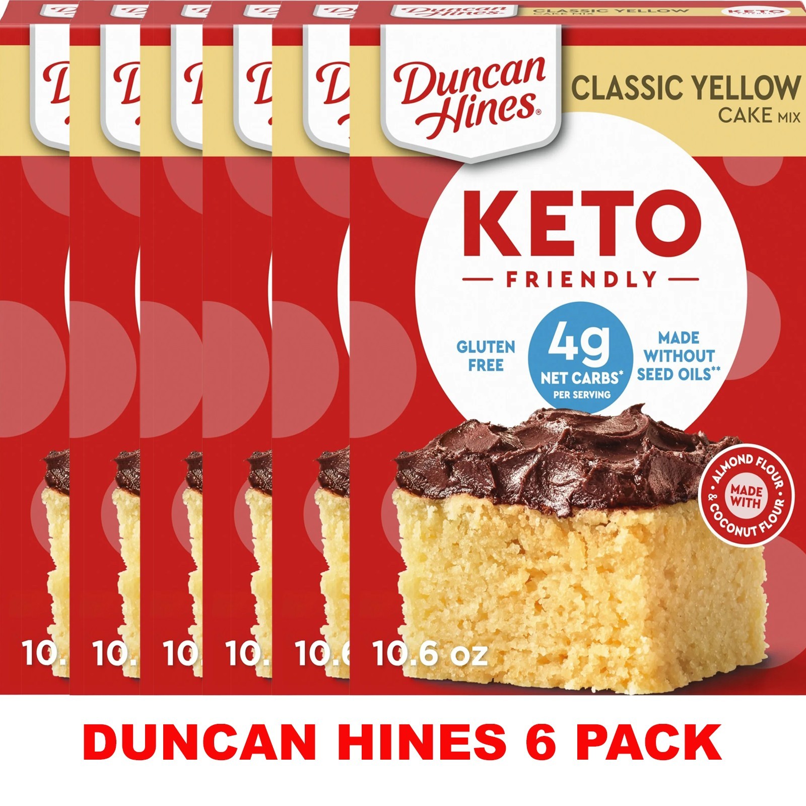 6x Duncan Hines CLASSIC YELLOW CAKE Baking Mix KETO FRIENDLY 10.6 Oz Box 6 PACK