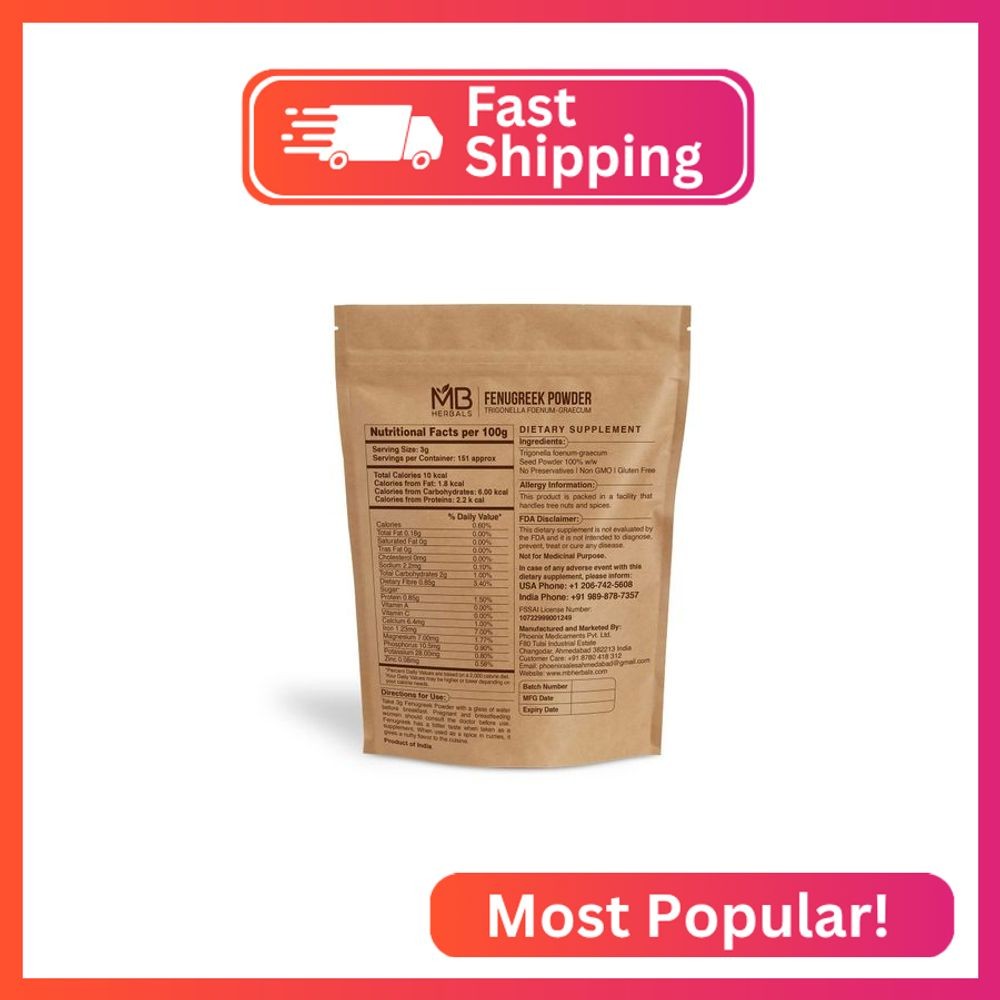 MB Herbals Fenugreek Seeds Powder 8 oz | 227 Gram | 0.5 LB | Organically Grown F