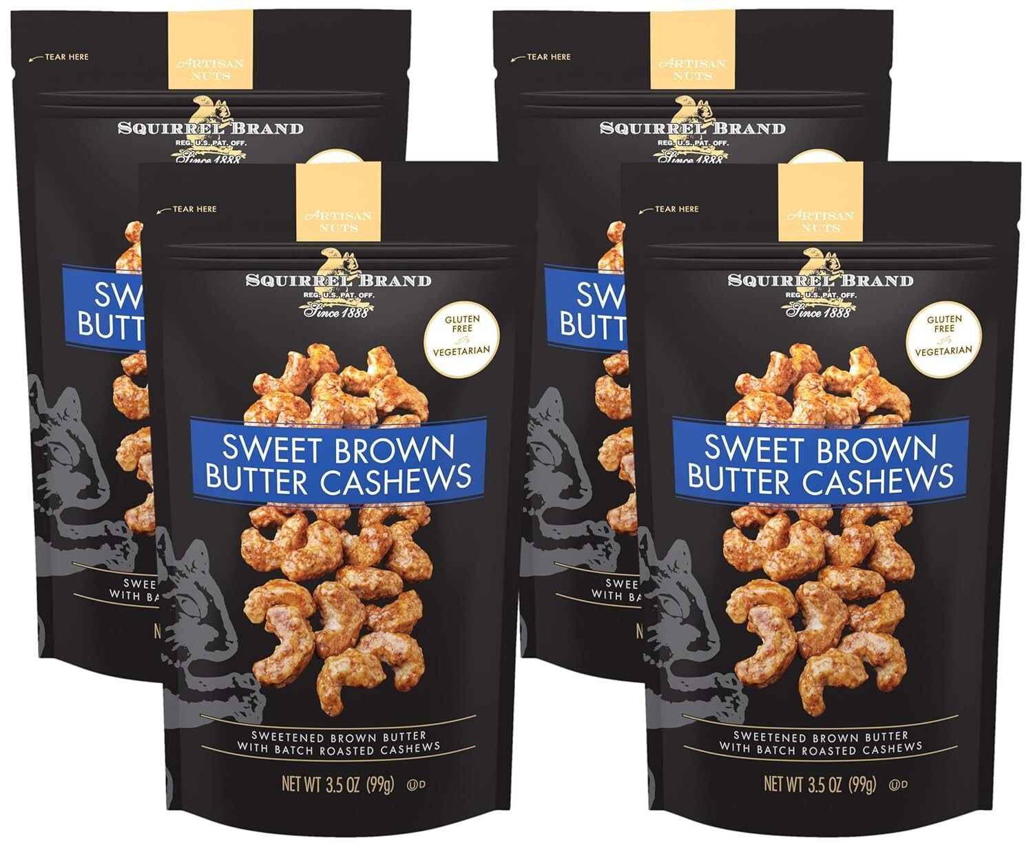 Artisan Sweet Brown Butter Cashews – Gluten-Free, Kosher Certified, 14 Oz Total